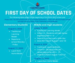 First day of school start dates